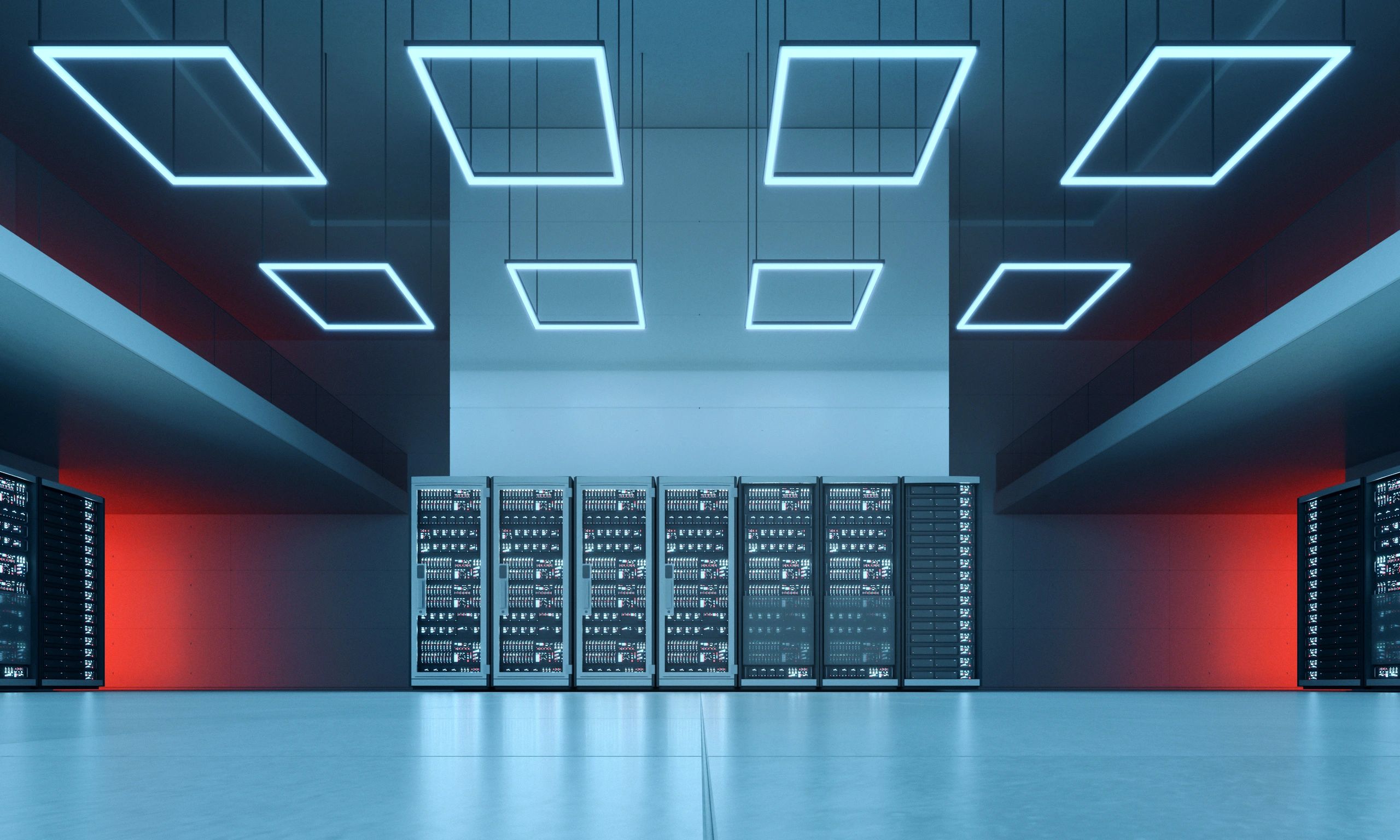 Modern data center representing cloud and infrastructure